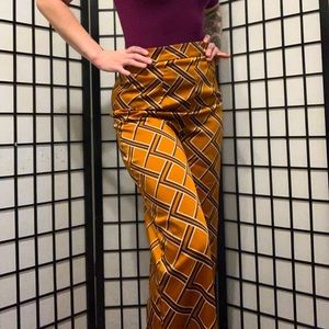 Silk Satin Retro Pant Trouser- Orange